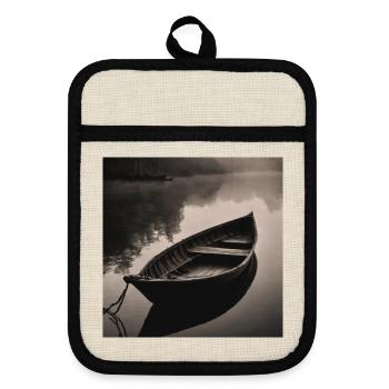 Boot - Topflappen mit Gummirückseite - Leinen/Schwarz  - Vorne