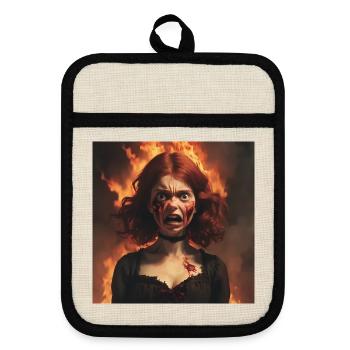 Zombie - Topflappen mit Gummirückseite - Leinen/Schwarz  - Vorne