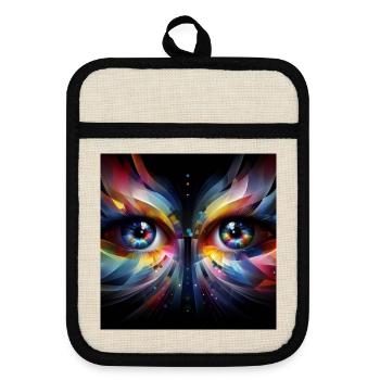 Eyes 2 - Pot holders with rubber back - linen/black  - Front