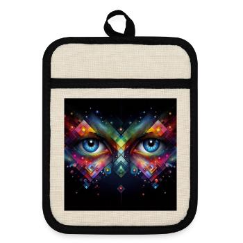 Eyes 1 - Pot holders with rubber back - linen/black  - Front