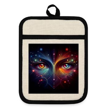 Eyes 4 - Pot holders with rubber back - linen/black  - Front
