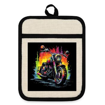 Éclaboussure de moto arc-en-ciel - Maniques avec dos en caoutchouc - lin/noir  - Devant