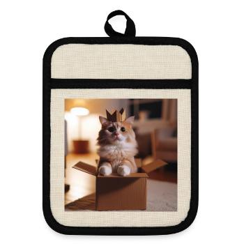Lustige Katze - Topflappen mit Gummirückseite - Leinen/Schwarz  - Vorne