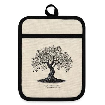 Olive tree - Pot holders with rubber back - linen/black  - Front