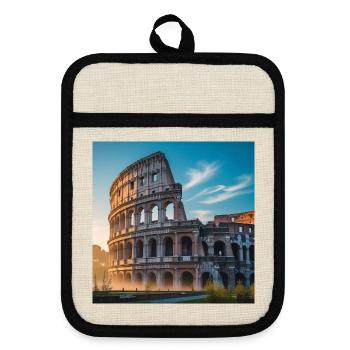 Coliseum - Pot holders with rubber back - linen/black  - Front
