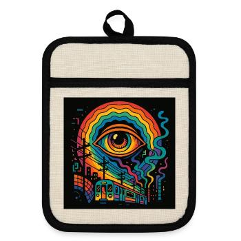 The Eye – Awake in a Sleeping World - Pot holders with rubber back - linen/black  - Front