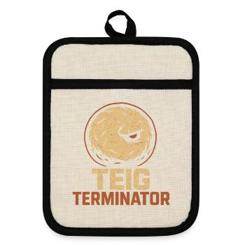 Dough Terminator Bread Design for Clay Heroes - Pot holders with rubber back - linen/black  - Front