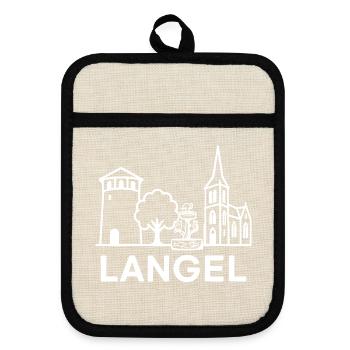 Silhouette de la vue de la ville de Langel - Maniques avec dos en caoutchouc - lin/noir  - Devant