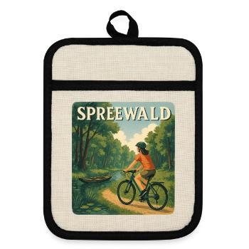 Vintage- Radfahrer - Topflappen mit Gummirückseite - Leinen/Schwarz  - Vorne