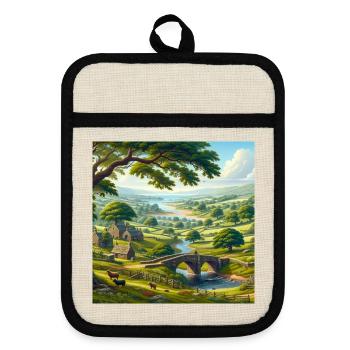 Vivid nature view - Pot holders with rubber back - linen/black  - Front
