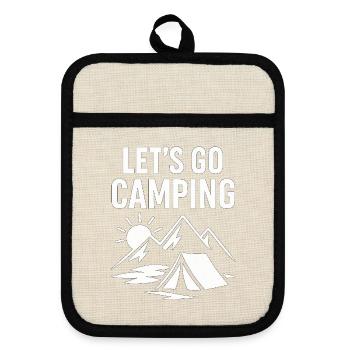 Allons camper – Aventure en plein air - Maniques avec dos en caoutchouc - lin/noir  - Devant