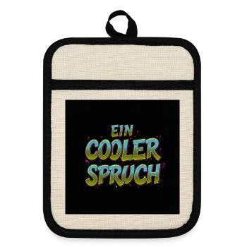 Bunte Sprüche T-Shirt - Topflappen mit Gummirückseite - Leinen/Schwarz  - Vorne