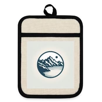 thun niesen Berge Luft zum atmen - Topflappen mit Gummirückseite - Leinen/Schwarz  - Vorne