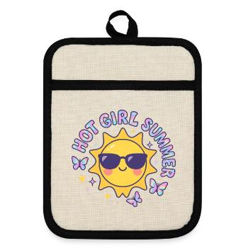 Hot Girl Summer - Pot holders with rubber back - linen/black  - Front