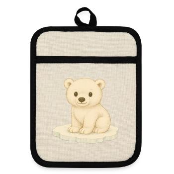 Nordic Arctic - Polar Bear - Pot holders with rubber back - linen/black  - Front