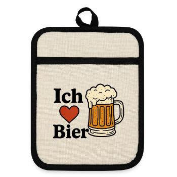 J’adore la bière - Maniques avec dos en caoutchouc - lin/noir  - Devant