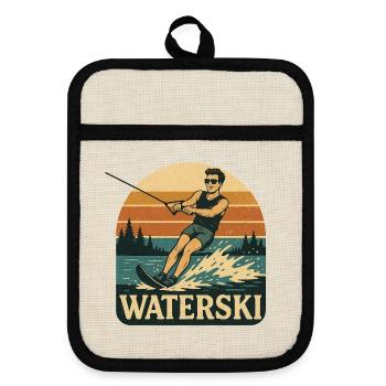 Illustration d’aventure de ski nautique - Maniques avec dos en caoutchouc - lin/noir  - Devant