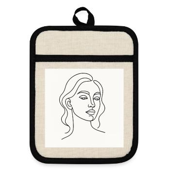 La dame dessinée - Maniques avec dos en caoutchouc - lin/noir  - Devant