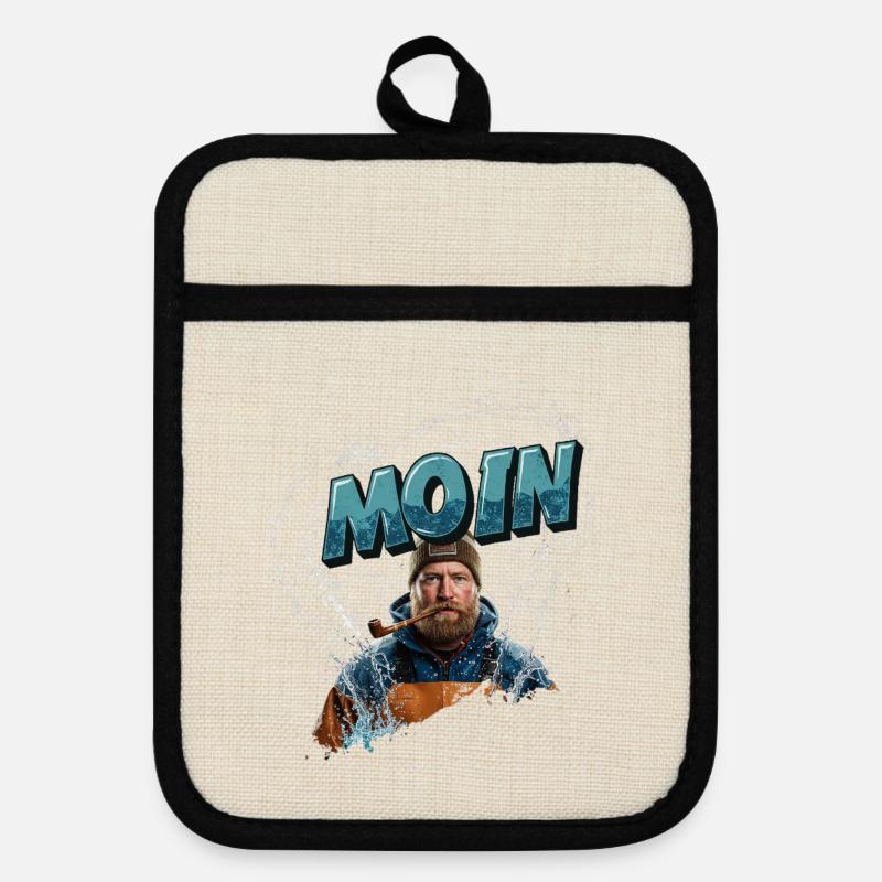 Hello sailor - Pot holders with rubber back - linen/black 