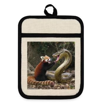 Motif de chasseur safari sauvage - Maniques avec dos en caoutchouc - lin/noir  - Devant