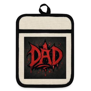 Bloody Dad's Creepy Design - Pot holders with rubber back - linen/black  - Front