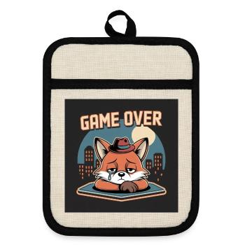 Clone avec Game Over et mascotte grise - Maniques avec dos en caoutchouc - lin/noir  - Devant