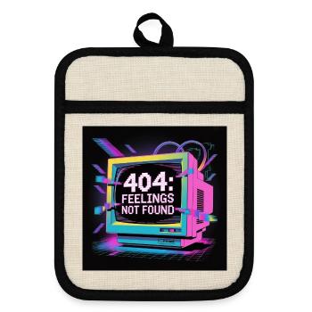 Neon 404: Lack of Feelings in the Digital World - Pot holders with rubber back - linen/black  - Front