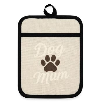 Dog mum - Topflappen mit Gummirückseite - Leinen/Schwarz  - Vorne