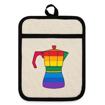 Vibrant rainbow coffee maker - Pot holders with rubber back - linen/black  - Front