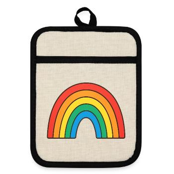 Vivid rainbow illustration in retro colors - Pot holders with rubber back - linen/black  - Front