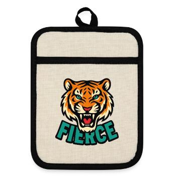 Fierce Tiger Graphic T-Shirt - Pot holders with rubber back - linen/black  - Front