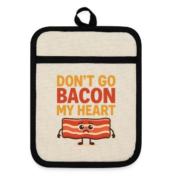 Bacon Heart Graffiti Design - Pot holders with rubber back - linen/black  - Front