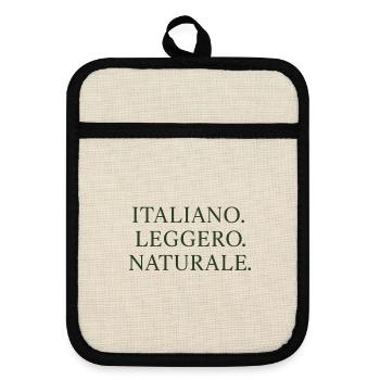 Italienische Leichtigkeit Natürliche Schrift - Topflappen mit Gummirückseite - Leinen/Schwarz  - Vorne
