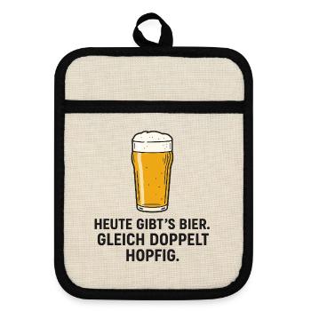 Motif de bière humoristique pour le samedi - Maniques avec dos en caoutchouc - lin/noir  - Devant