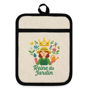 Reine du jardin - Maniques avec dos en caoutchouc - lin/noir  - Devant