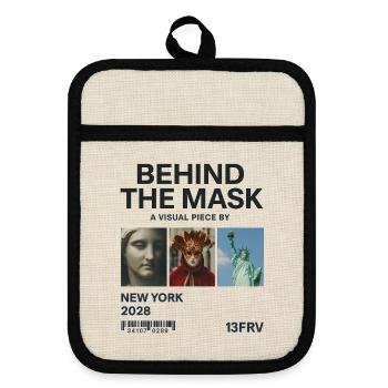 Behind the Mask: New York 2028 - Pot holders with rubber back - linen/black  - Front
