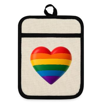 Coeur aux couleurs de l’arc-en-ciel pour une variété de look 3D - Maniques avec dos en caoutchouc - lin/noir  - Devant