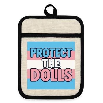 Protect The Dolls - Topflappen mit Gummirückseite - Leinen/Schwarz  - Vorne