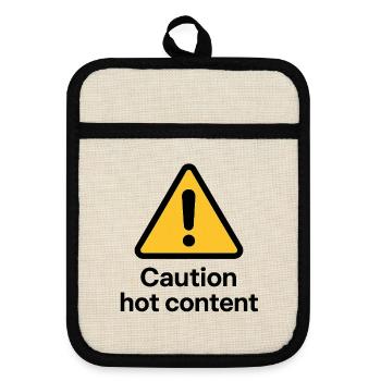 Hot Content Warning - Pot holders with rubber back - linen/black  - Front