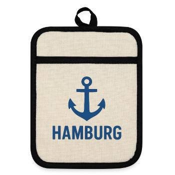 Hambourg avec ancre - Maniques avec dos en caoutchouc - lin/noir  - Devant