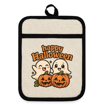 Fantômes mignons Halloween Design - Maniques avec dos en caoutchouc - lin/noir  - Devant