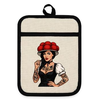 Bollenhut Tattoo Girl Forêt-Noire Fribourg Home - Maniques avec dos en caoutchouc - lin/noir  - Devant