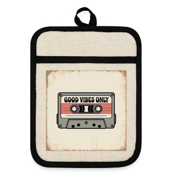 Cassette avec inscription - Maniques avec dos en caoutchouc - lin/noir  - Devant
