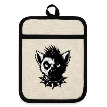 Punk-Lemur - Pot holders with rubber back - linen/black  - Front