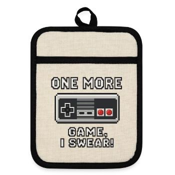 Retro Gaming Quote Design - Pot holders with rubber back - linen/black  - Front