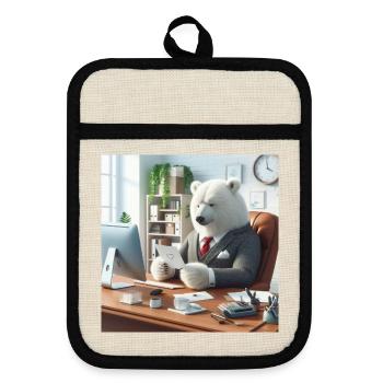ours en costume d'affaires chic - Maniques avec dos en caoutchouc - lin/noir  - Devant