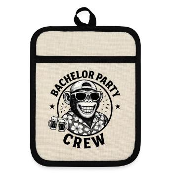 Bachelor Party Bachelor Monkey - Pot holders with rubber back - linen/black  - Front