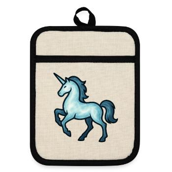Soul Animal and Guardian Being: Unicorn - Pot holders with rubber back - linen/black  - Front