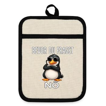 Avant de poser la question : Nope – Édition Penguin - Maniques avec dos en caoutchouc - lin/noir  - Devant