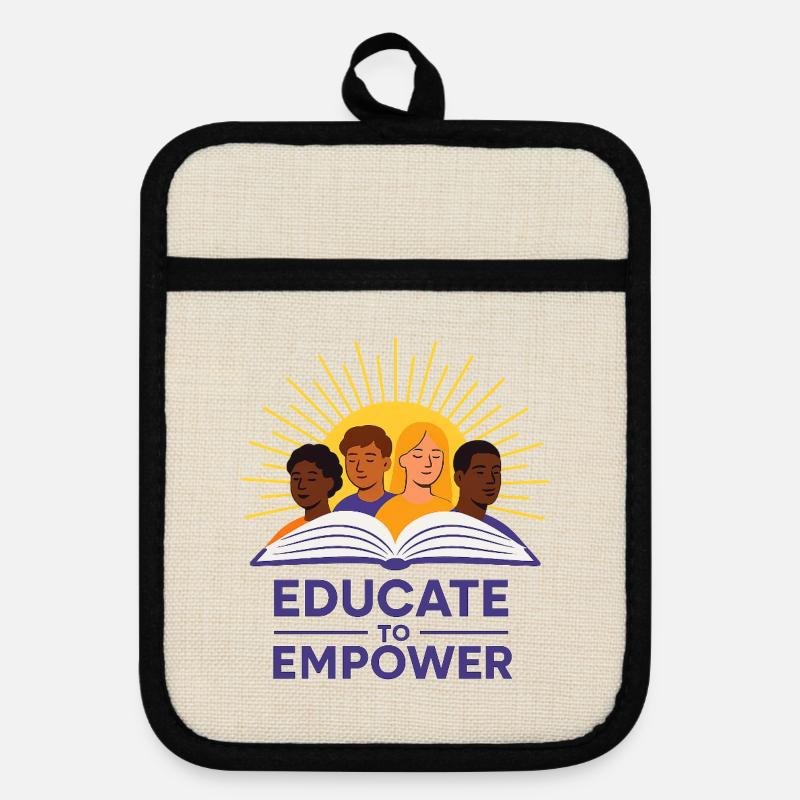 Sunlit Diversity Educational Illustration - Pot holders with rubber back - linen/black 